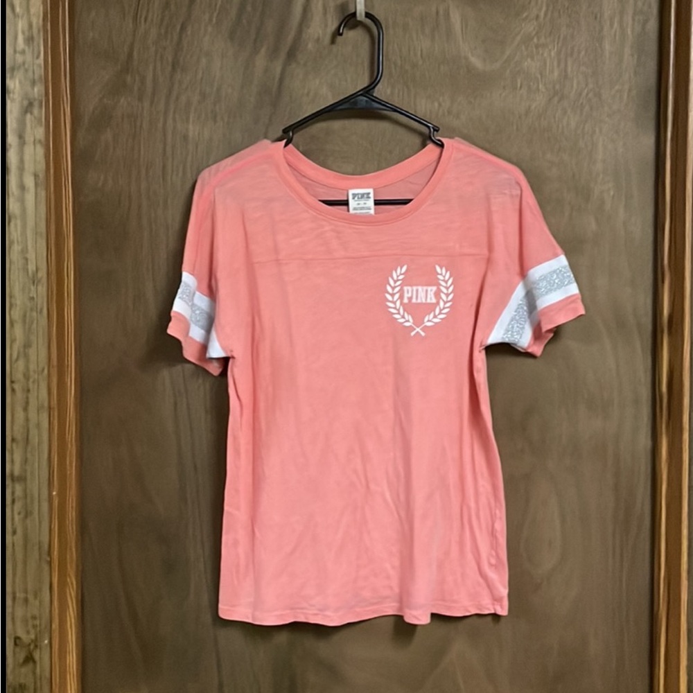 Victorias Secret Pink Short Sleeve Shirt Extra Small